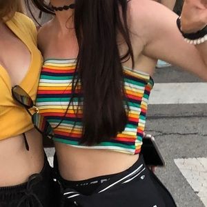 Topshop size 4 bandeau top sleeveless rainbow